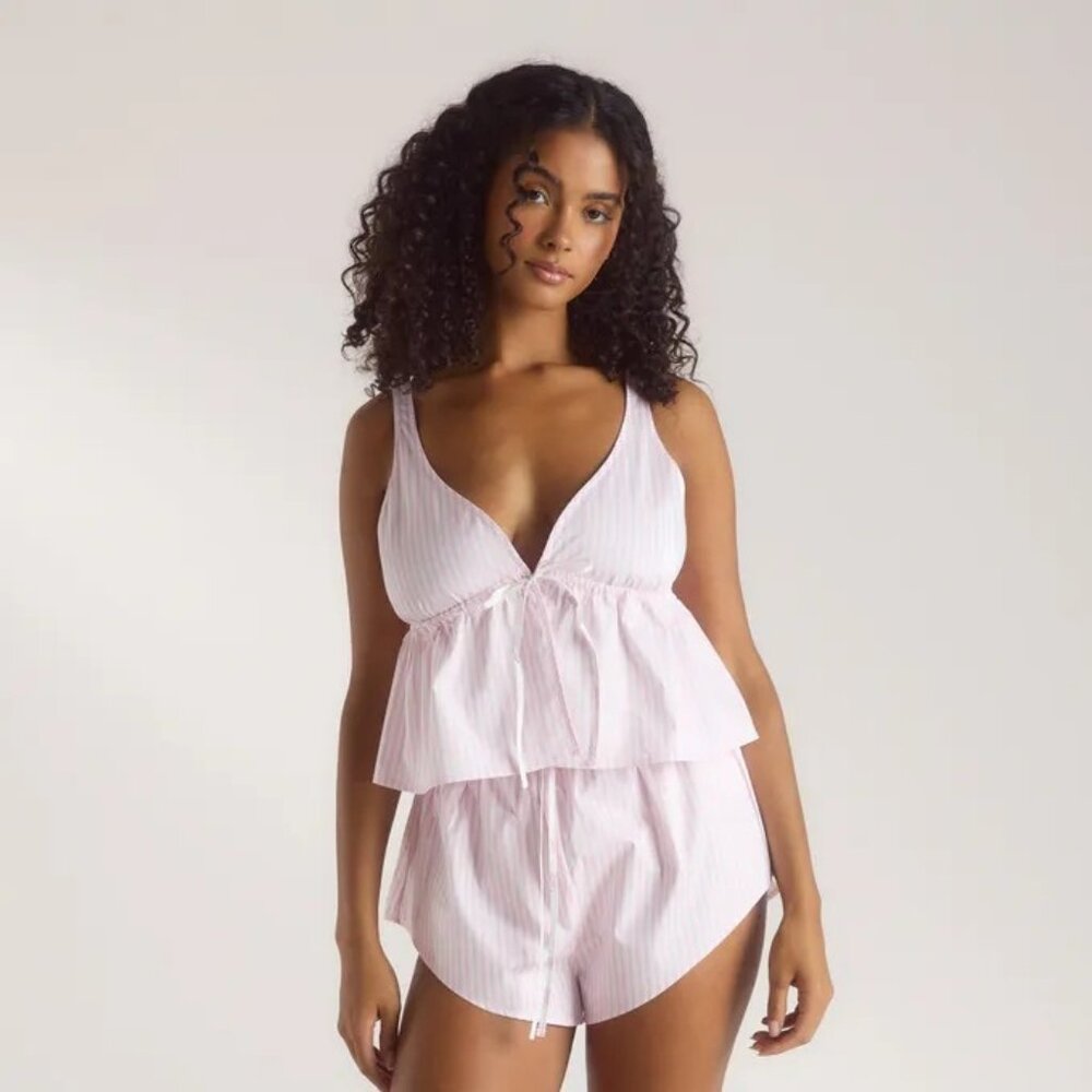 Lounge Bloom & Stripe Pyjama Shorts in Pink